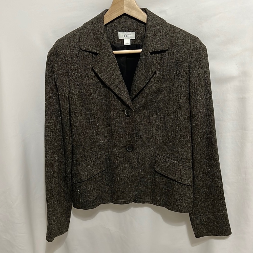 Ann Taylor Loft Size 6 Two Button Blazer Brown Lined
